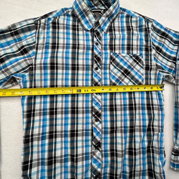 Burnside Men Medium Long Sleeve Button Down Plaid Flannel Shirt - Picture 11 of 14